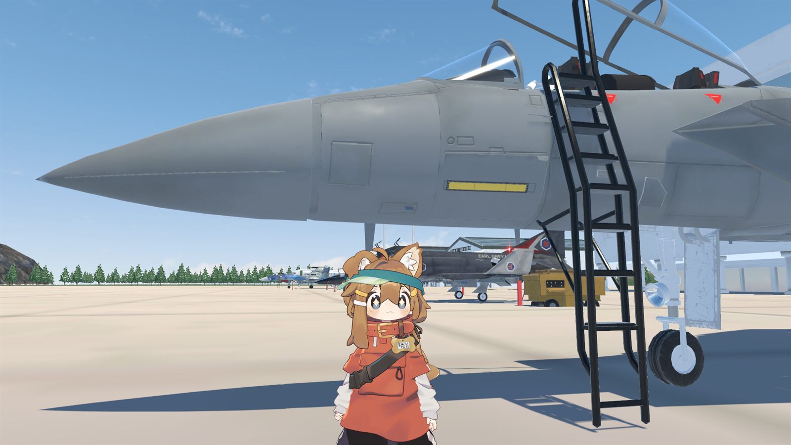 航空部の活動イメージ（メタバース内の滑走路と航空機）